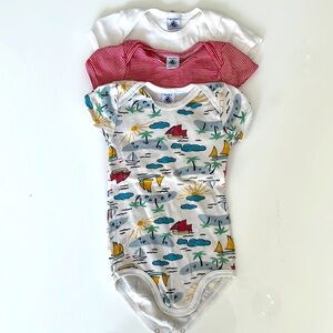 3 Petit bateau onesies size 36 months